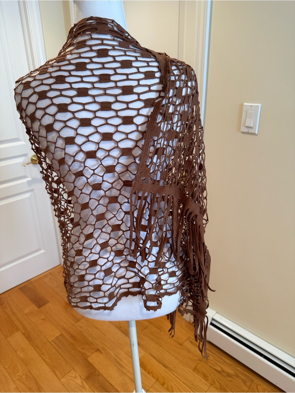 Brown Open Weave Fringe Throw Shawl create your own style 🔥